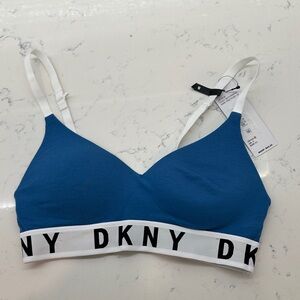 DKNY Teal Bralette with White Accents